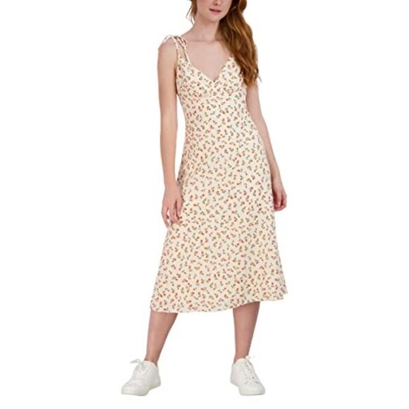 Bcbgeneration Floral V Neck A Line Midi Dress Size M Medium Multicolored - Picture 1 of 8